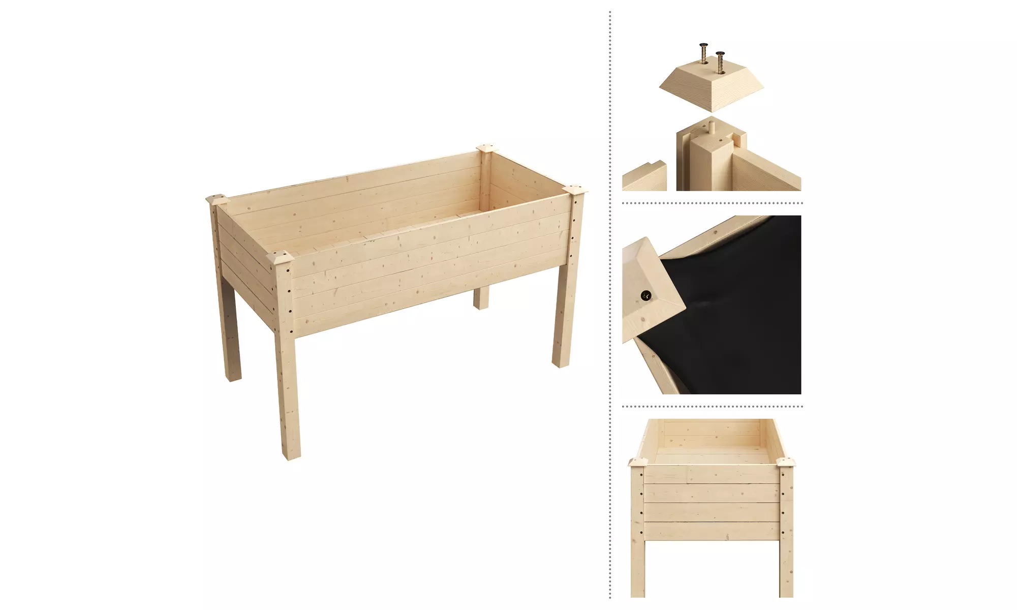 Raised Garden Bed, Wood Planter Box with Liner 48 x 24 x 30 inch - Second Medium