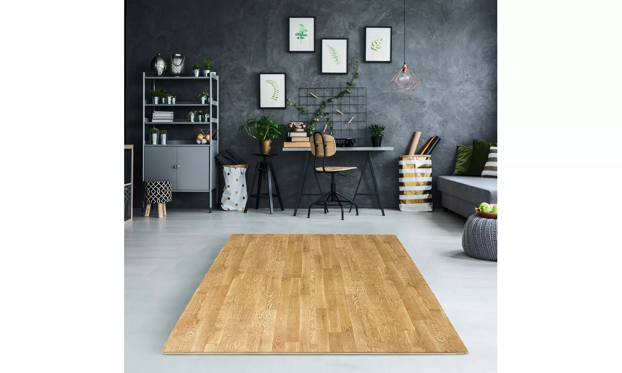 Sorbus Wood Grain Foam Interlocking Floor Mats 3/8" Thick - 12 Tiles - 48 SQ FT