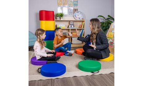 Bintiva Learning & Development Spot Marker 6 Set Round Vinyl Floor Cushions