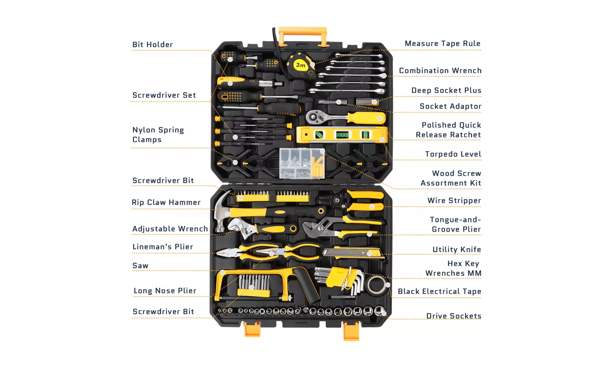 198 Piece Tool Set General Household Hand Tool Kit - Primary Image