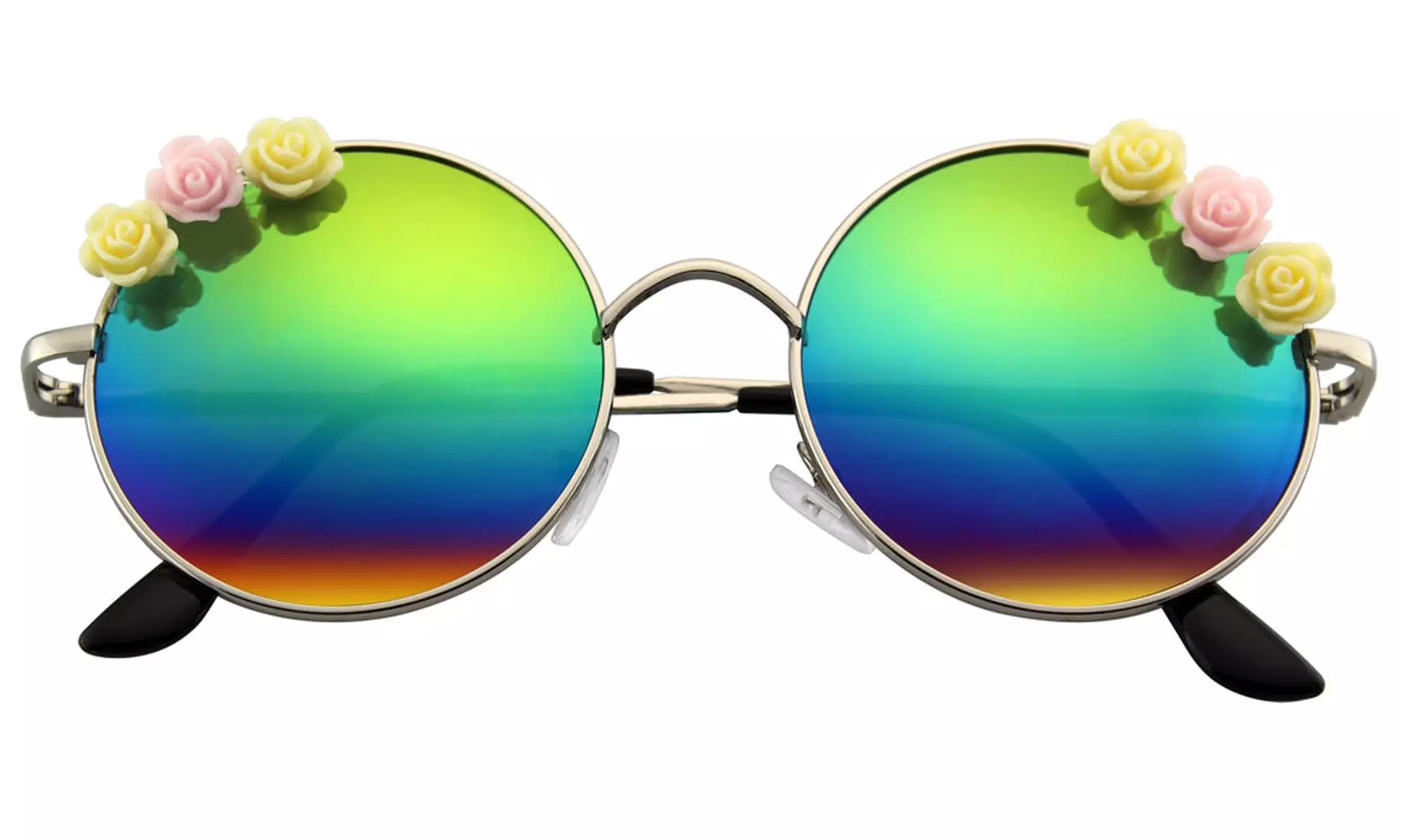 Emblem Eyewear - Flower Hippie Boho Festival Circle Round Womens Sunglasses - Primary Image