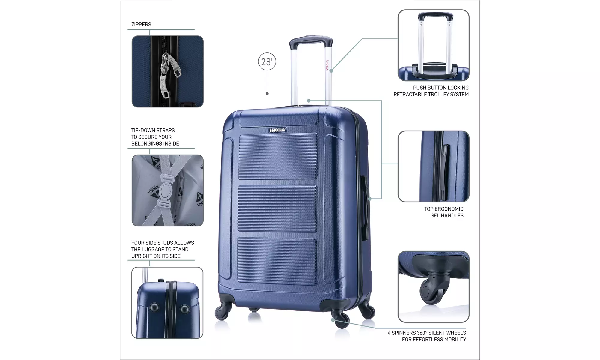 InUSA Pilot Lightweight Hardside Spinner Luggage