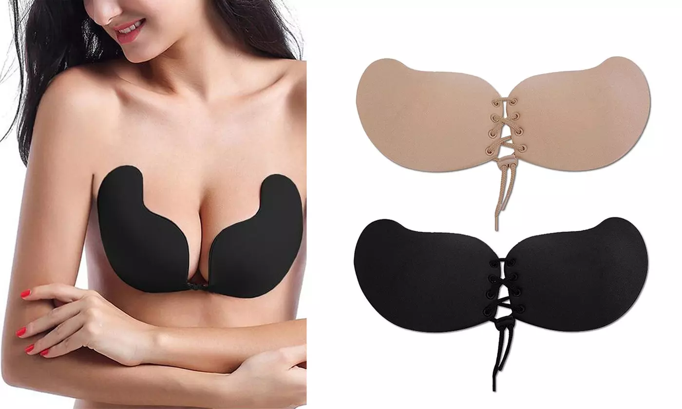 Silicone Nipple Covers Stick On Gel Push Up Strapless Backless Invisible Bras - Primary Image