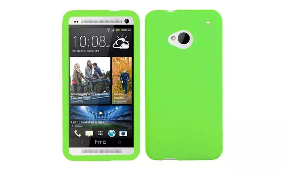 Insten Solid Skin Case (Electric Green) for HTC: One/M7 - Primary Image