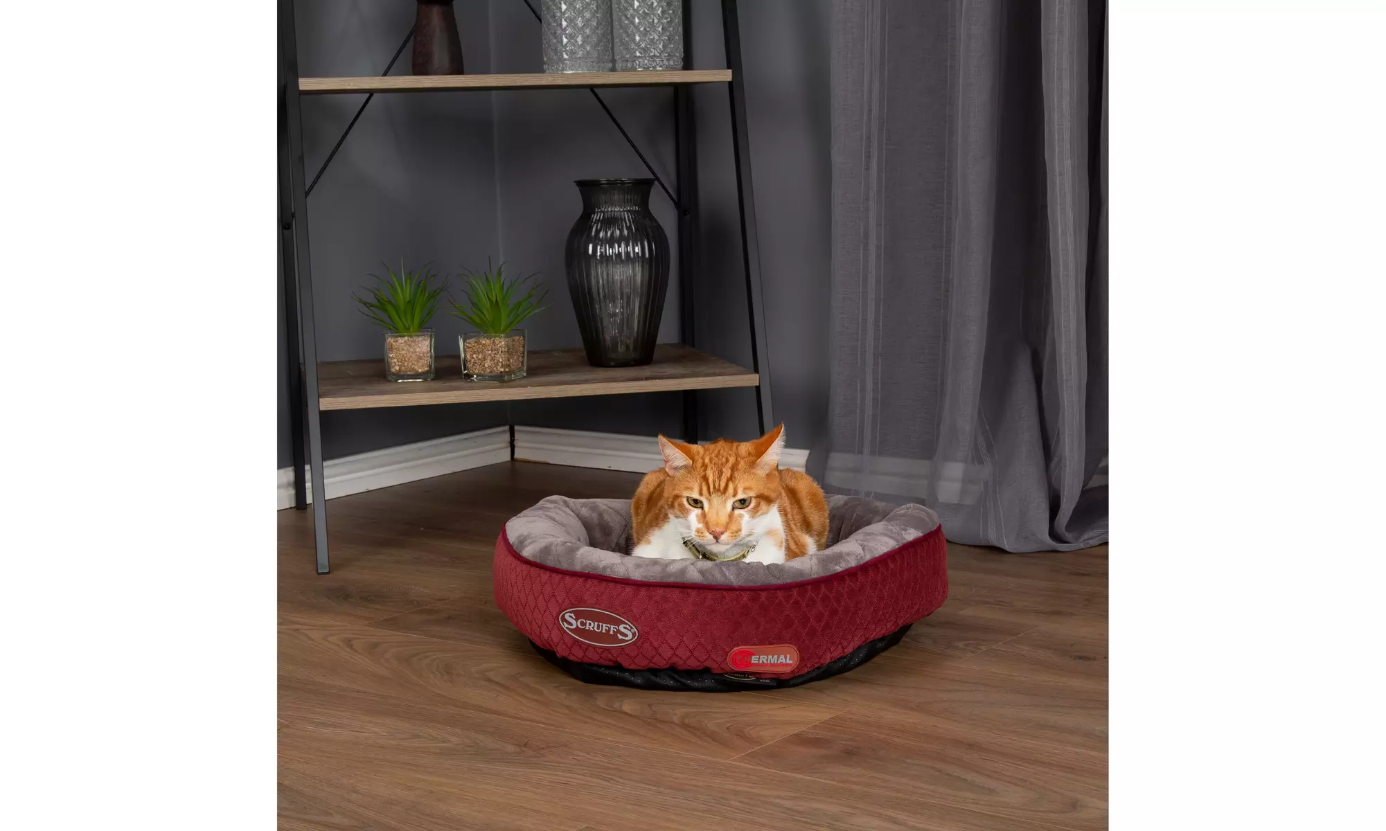 Scruffs Thermal Ring Cat Bed - Burgundy - Primary Image
