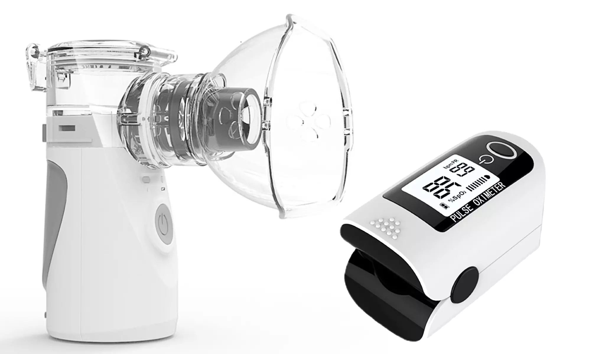 Fingertip Pulse Oximeter and Portable Mesh Nebulizer Handheld Family Health Care - Primary Image