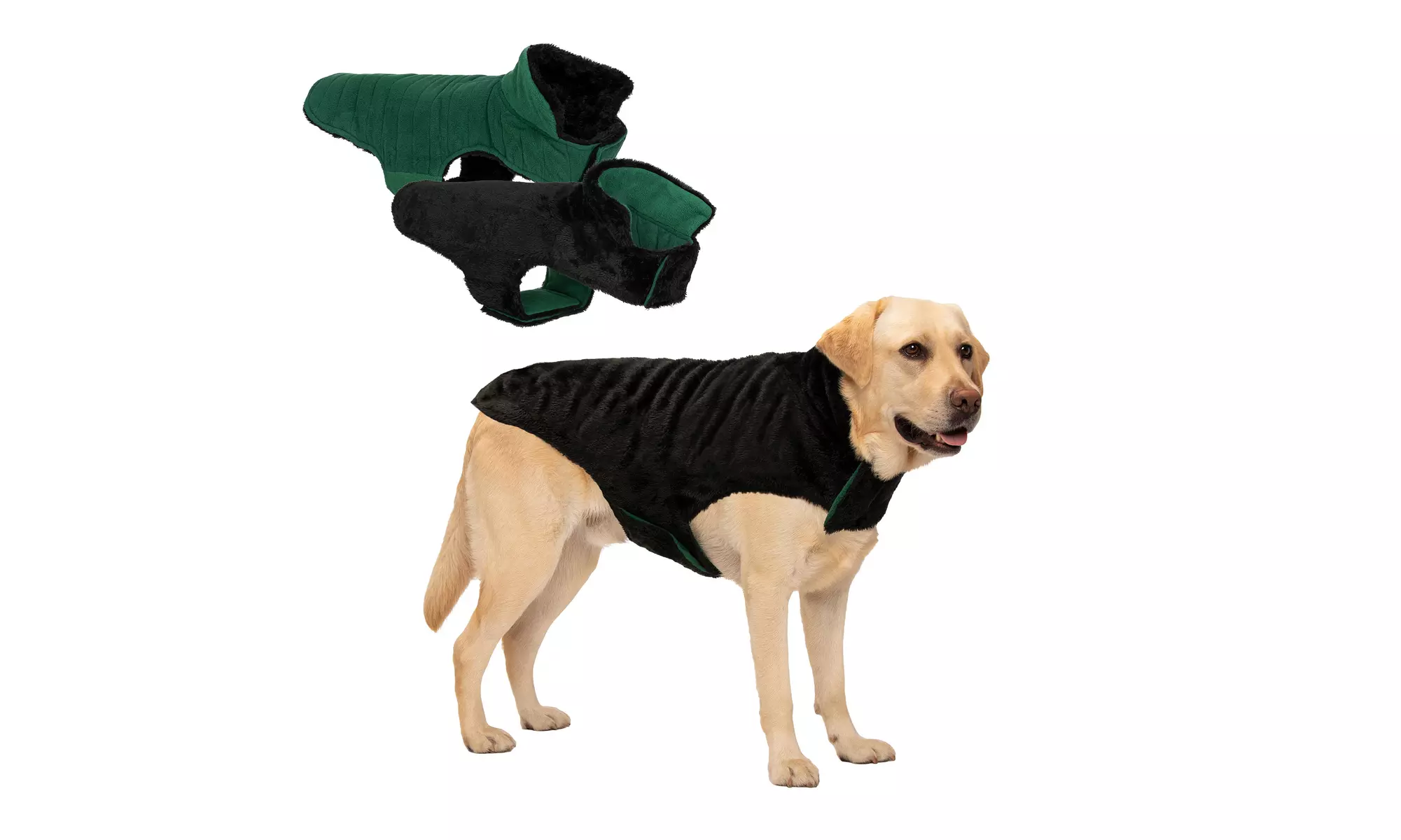FurHaven Flex-Fit Faux Fur Warn and Cozy Reversible Dog Coat