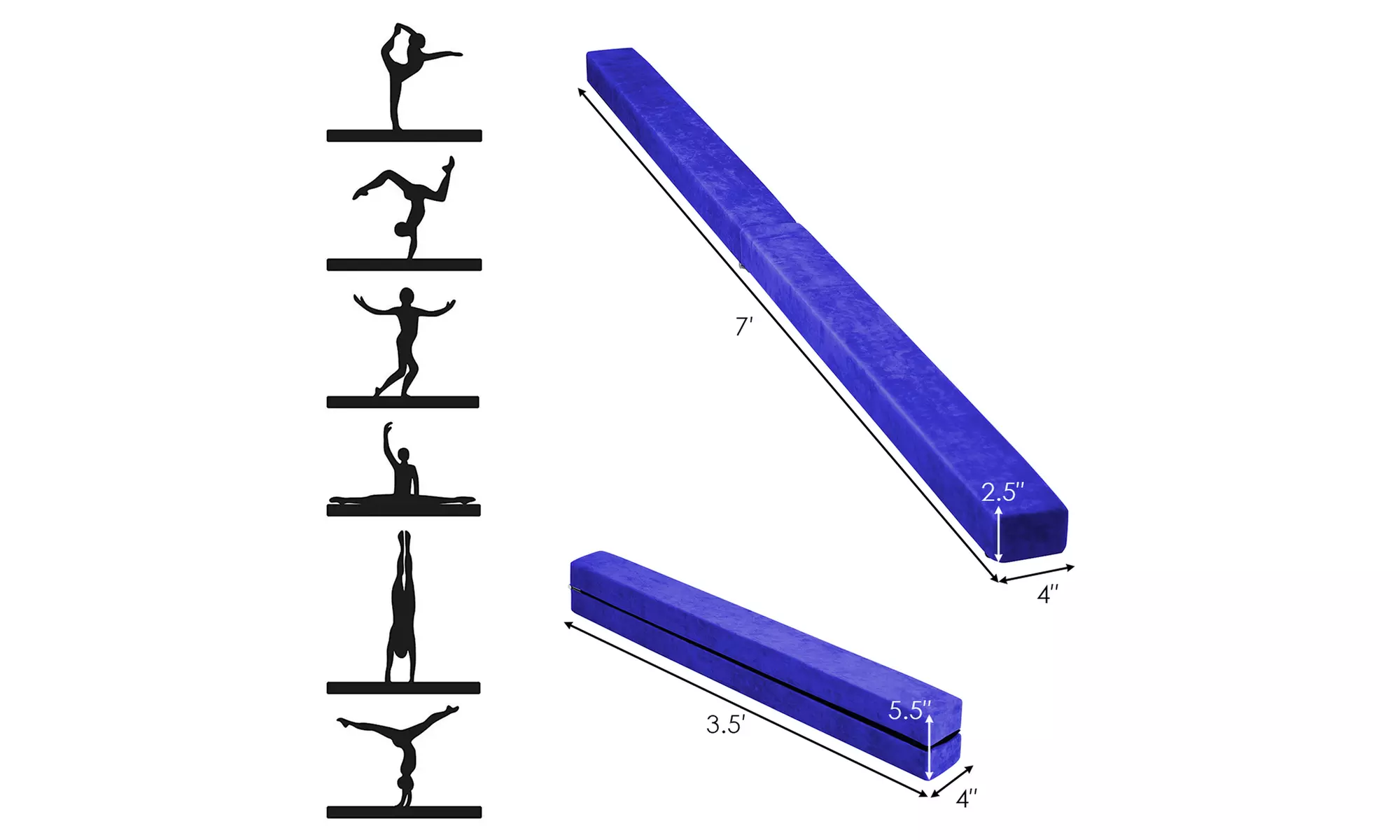 7FT Folding Floor Balance Beam Gymnastics Equipment for Practice Training 3color