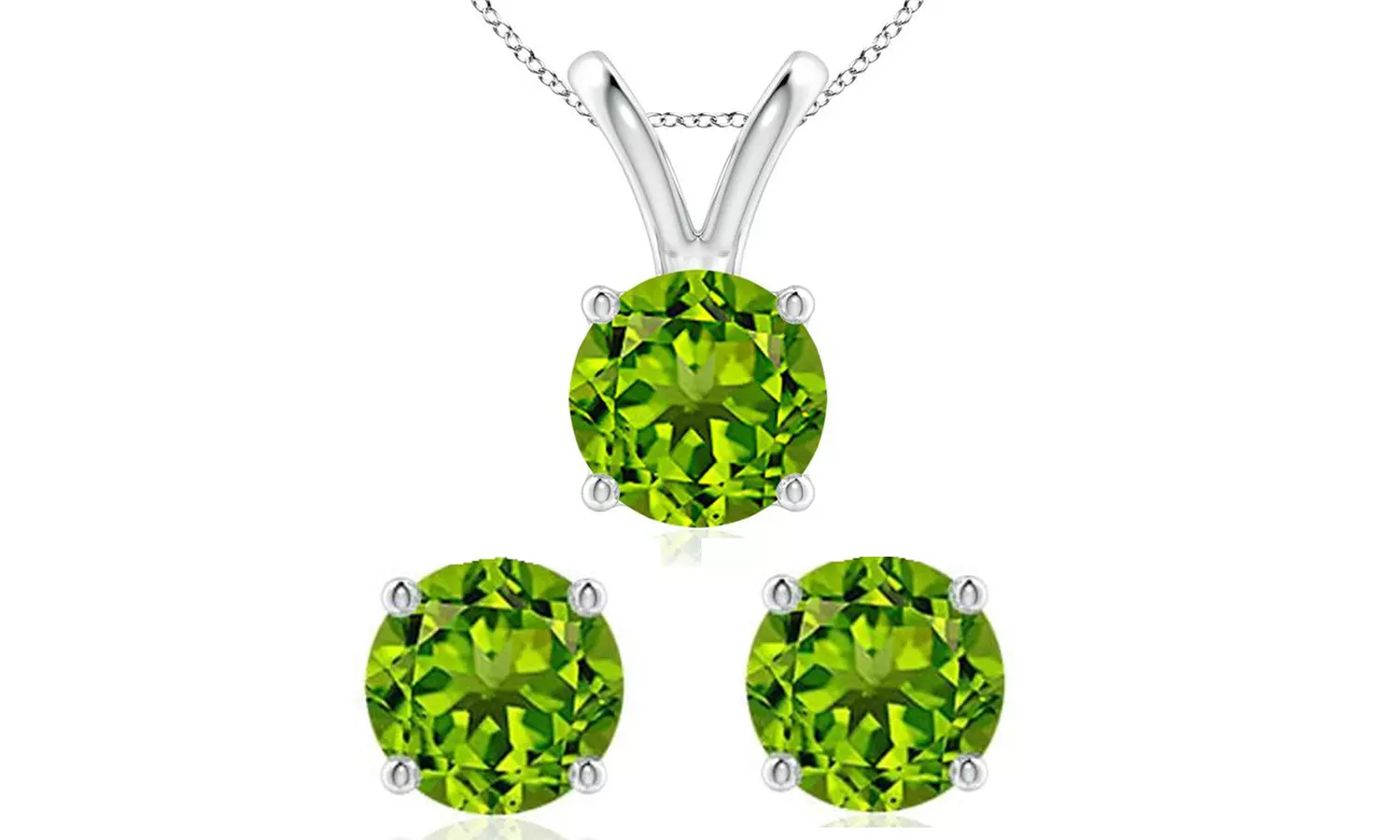 4 Cttw Round Peridot 18 Inch Necklace In Earring Set 24k Gold plated