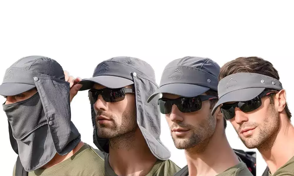 Unisex Outdoor Sun Hat UV Protection with Face Neck Flap Cover - Primary Image