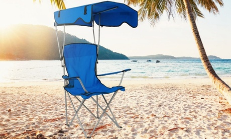 LakeForest Foldable Beach Canopy Chair With Adjustable Sun Protection Canopy Red