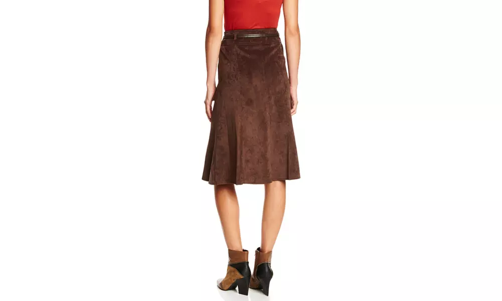 ZAC  RACHEL Corduroy Pleated Skirt with Attached Belt - Second Medium