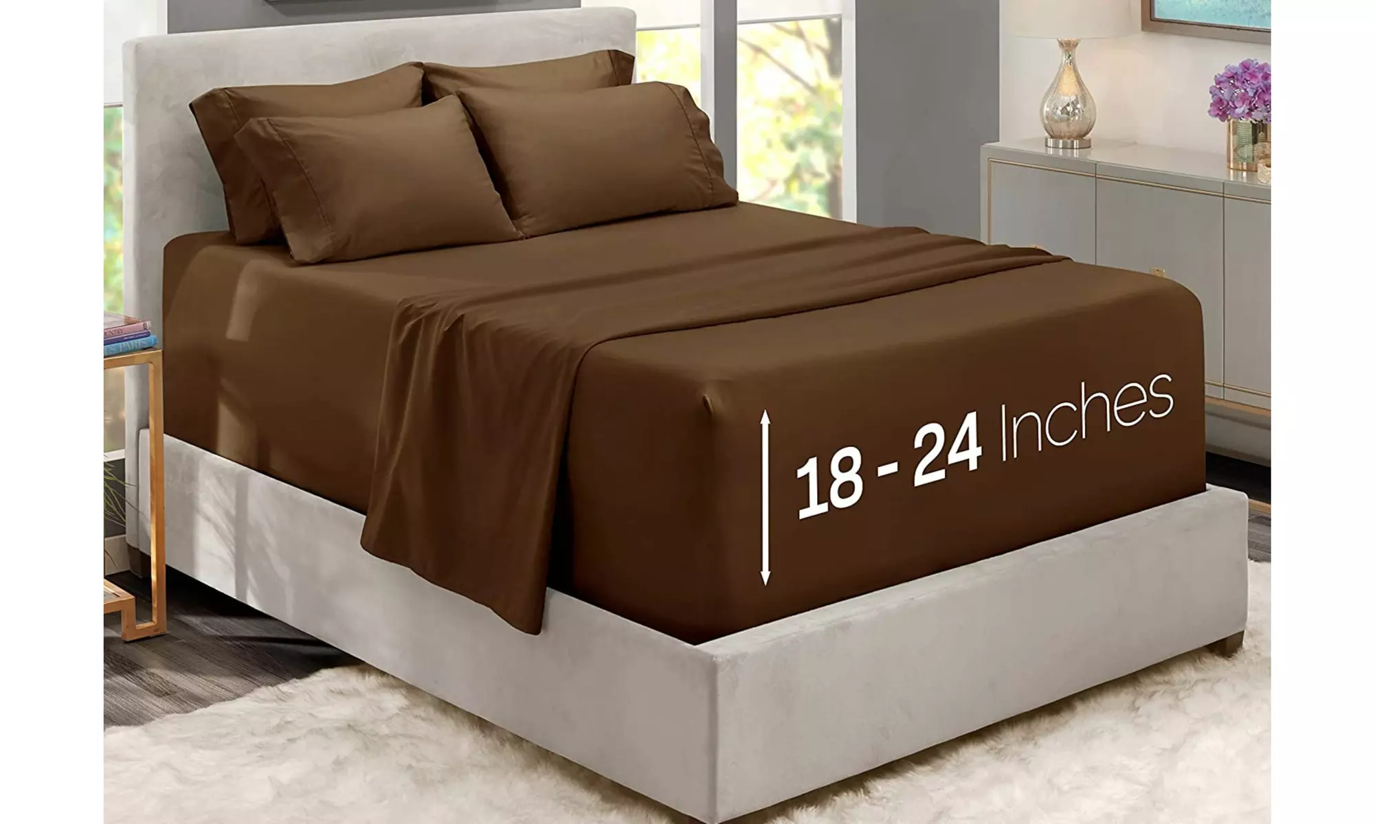 Hearth & Harbor Extra Deep Pocket Sheet Set - Microfiber Bed Sheets - 24" Depth