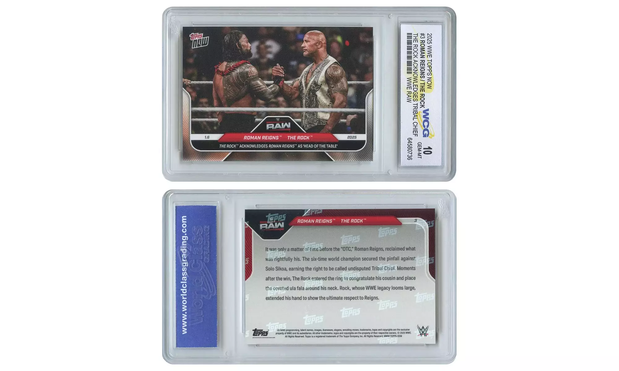 2025 Wwe Topps Now Roman Reigns / the Rock Tribal Chief Card #3 - Gem Mint 10