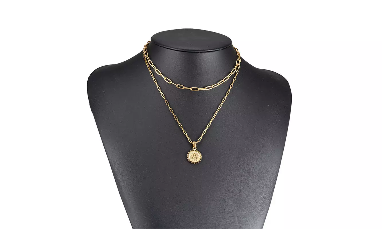 14K Gold Plated Layering Paperclip Chain Necklace Initial A-Z Letter Necklace 