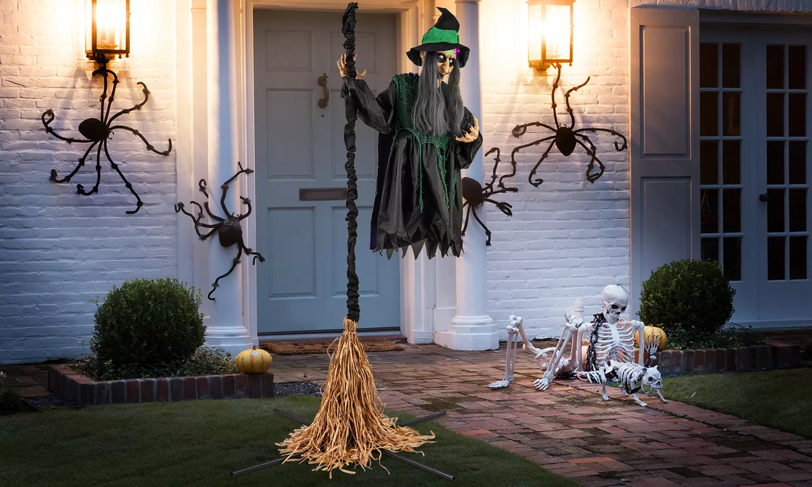 Costway Witch on Broom Halloween Animatronic Life Size Halloween Prop