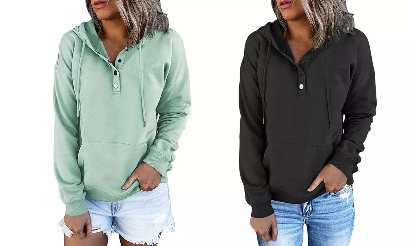 Up To 82 Off on Womens Button Down Hoodies Dr. Groupon Goods