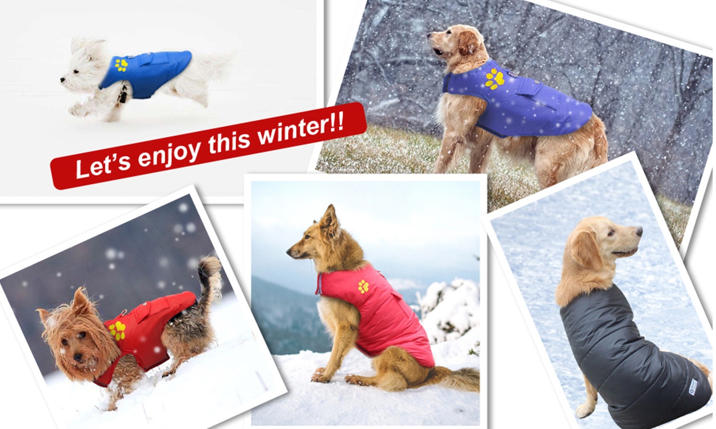 Winter Waterproof Dog Vest Coats Jackets,Warm Reversible Outwear for Dogs