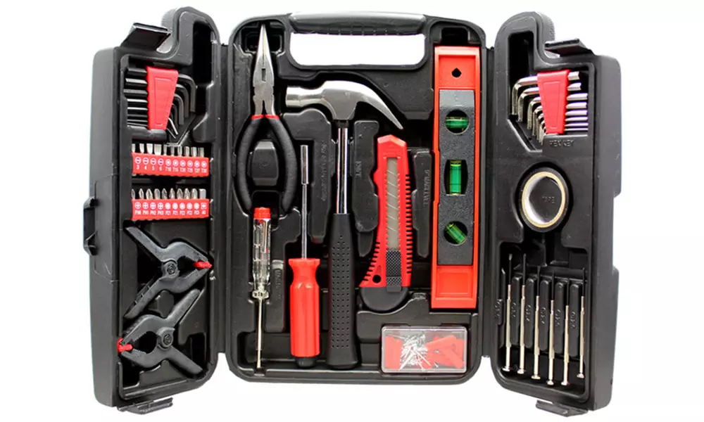 39 or 131Pc Household Hand Tool Set with Plastic Toolbox Storage Carrying Case - Primary Image