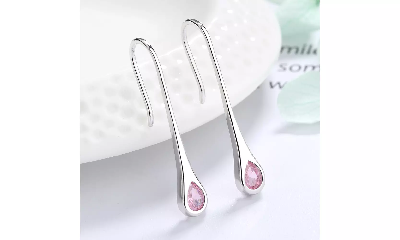 18K White Gold Plated Pull-through Earrings with crystals from Swarovski