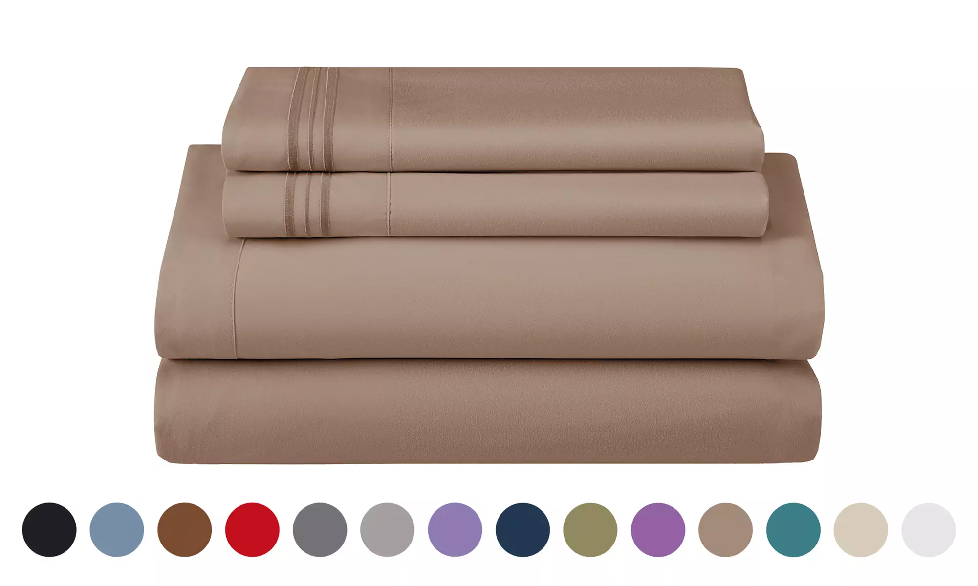Lux Decor 4Pc Deep Pocket Sheet Set With Embroidered Pillowcases & Giftable Bag