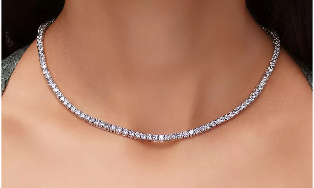 32.00 CTTW Choker Tennis Necklace Made With Cubic Zirconia Stones