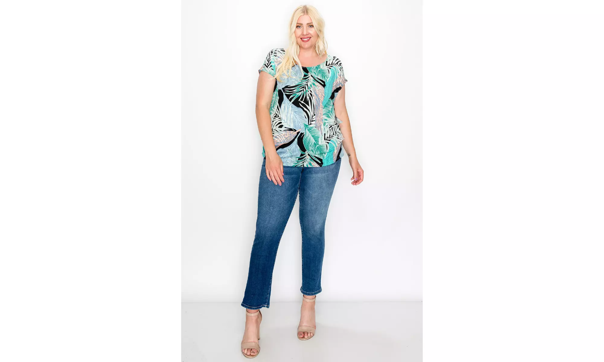 Women's Casual Plus Size Pattern Tunic Top Made in USA - Primary Image