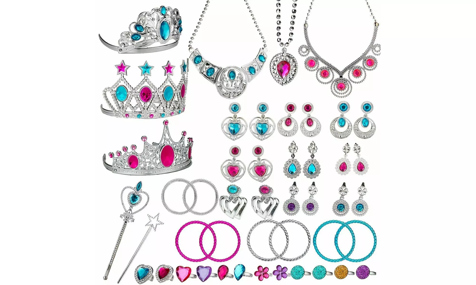 46 Pack Princess Pretend Jewelry Toy,Girl  Jewelry Dress Up Play Set - Primary Image