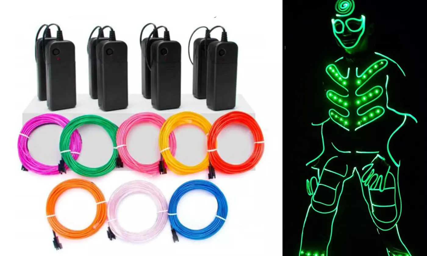 118/196 inch Halloween LED EL Wire Neon Glow String Strip Light Rope Car Party - Primary Image