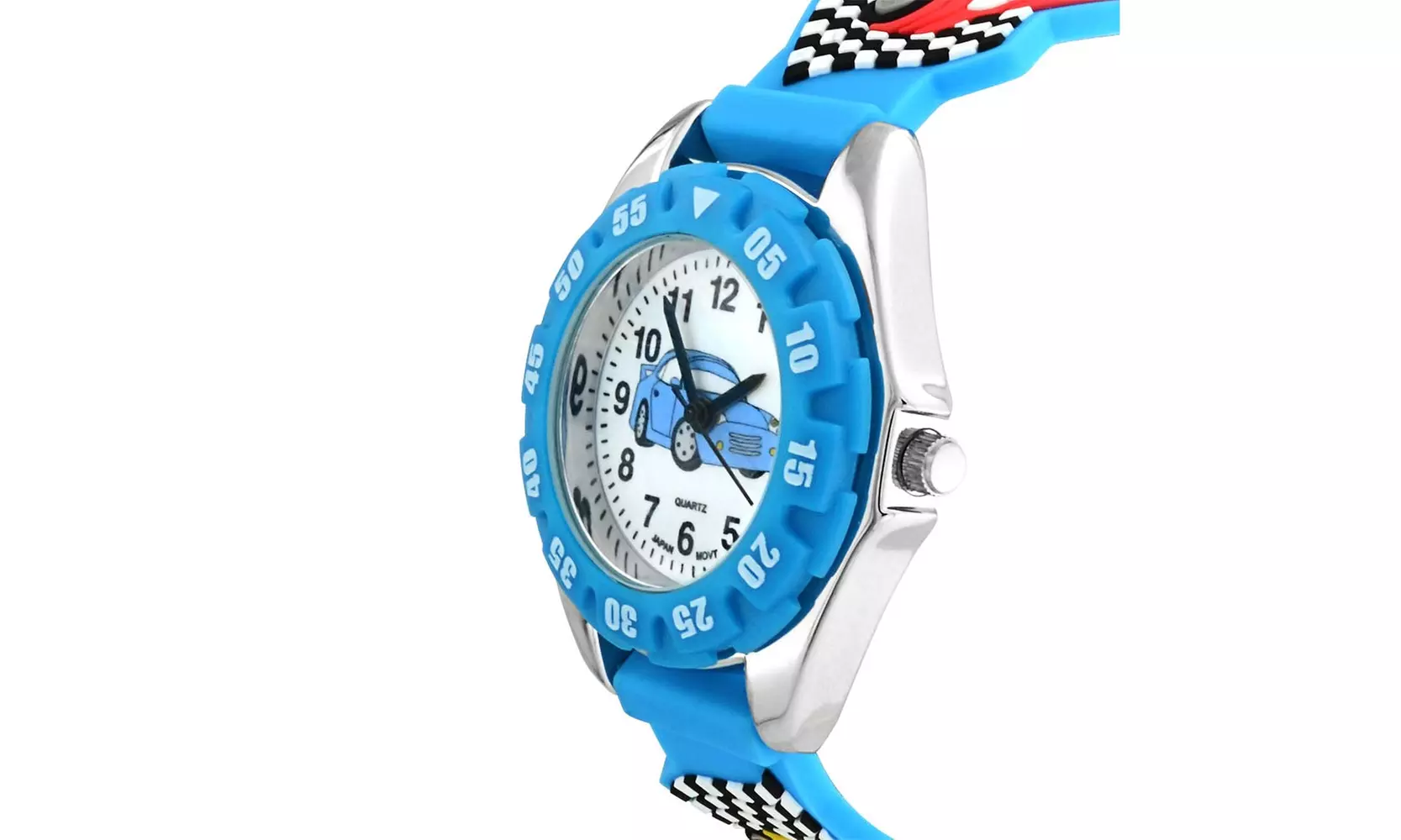 Sports Race Car Driver Waterproof Wrist Watch Quartz 3D Blue Silicone - Second Medium