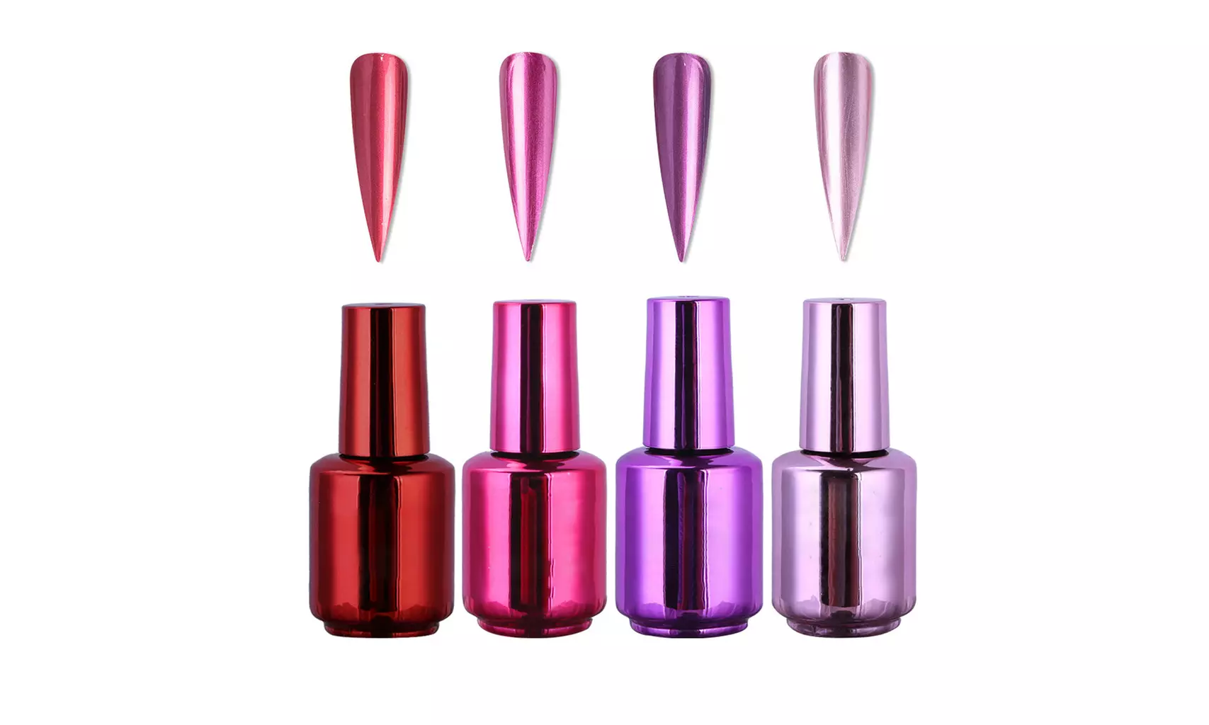 4 Pcs Plating Metallic Gel Nail Polish Set Magic Semi-Mirror Effect Nail Lacquer - Second Medium