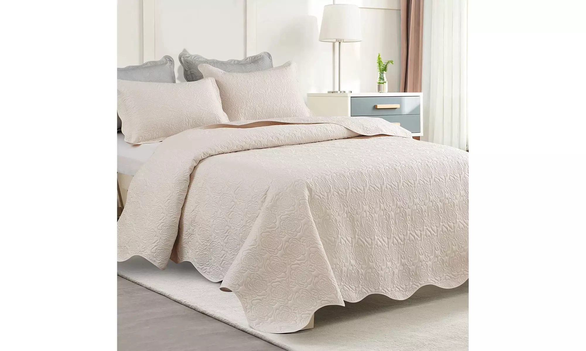 Auemtyn Quilt Set Twin Size Green, Comforter Bedding Cover Lightweight Bedspread - Primary Image
