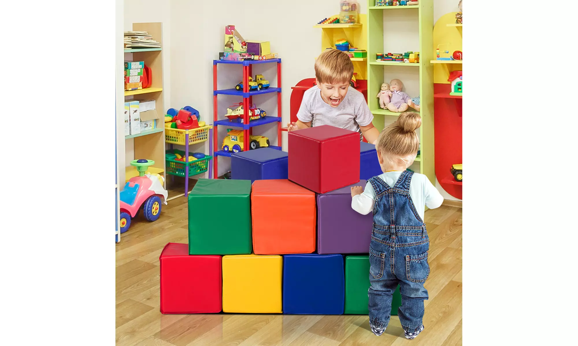 Costway 12-Piece 8' PU Foam Big Building Blocks Soft Blocks Set For Kids