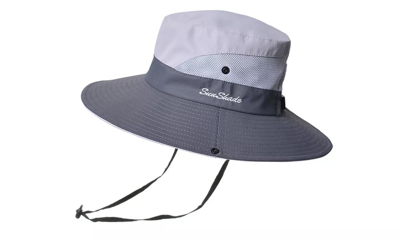 Sun Hat for Women with Wide Brim Ponytail - Beach Hats