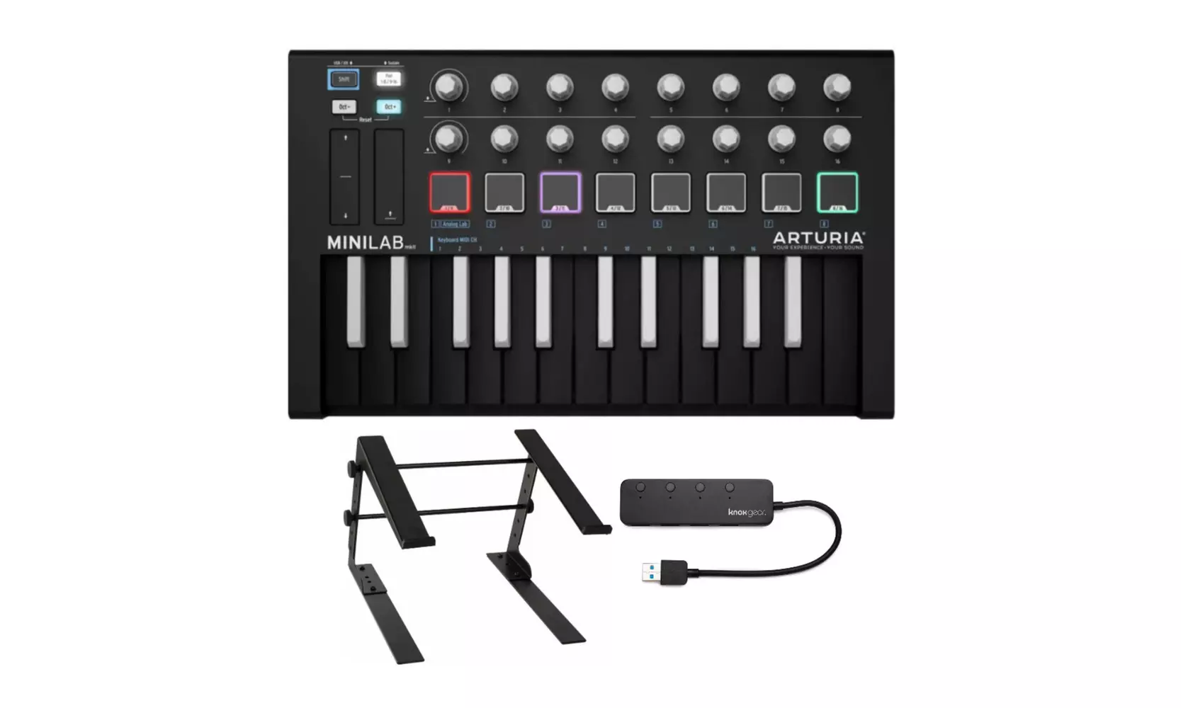 Arturia MiniLab MKII Inverted MIDI Controller with Laptop Stand and 4-Port USB - Primary Image