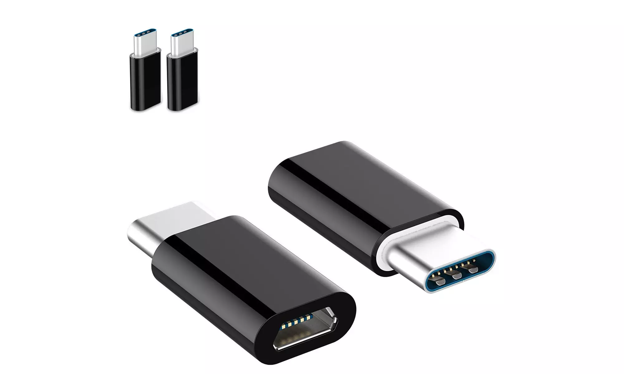 2 PACK Micro USB to USB 3.1 Type-C Data Adapter Converter For Samsung LG Google - Primary Image