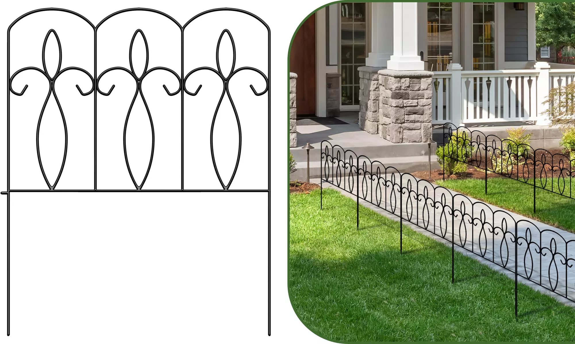 Garden Fence, Decorative Patio Fencing for Yard, Garden Edging Border Gate - Primary Image