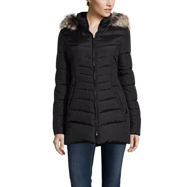 anne klein down coat with faux fur