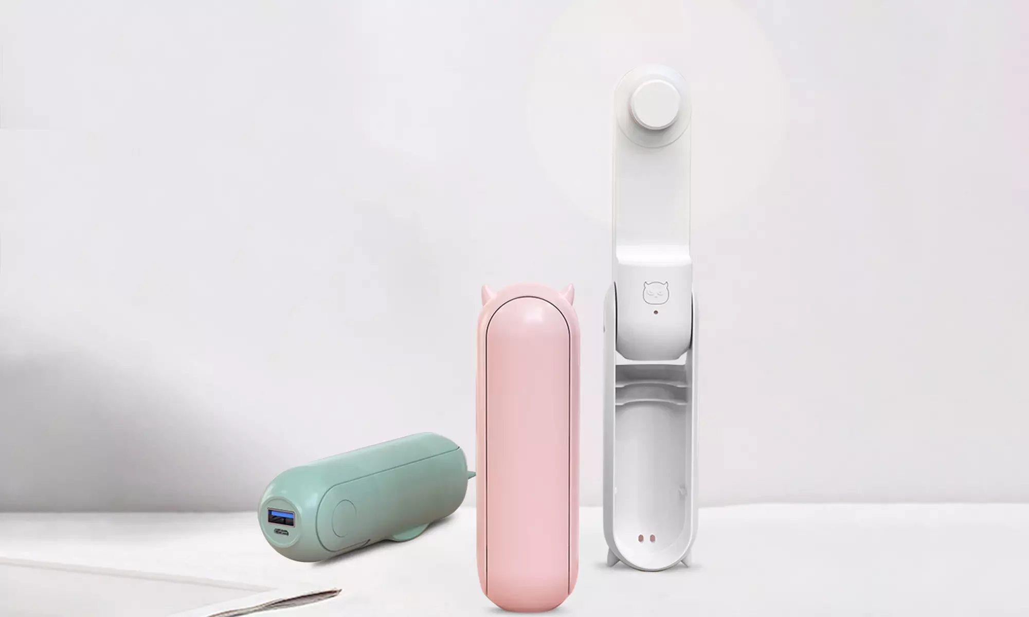 Handheld Mini Rechargeable Fan Portable Battery Fan Operated Power Bank - Primary Image