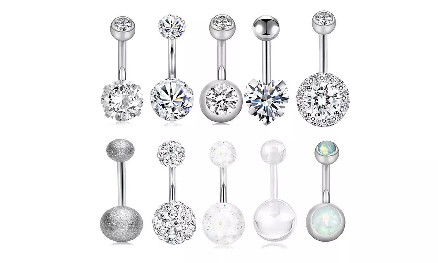10 PCS 14G Steel Belly Button Ring Ear Rings Body Piercing Jewelry