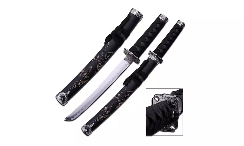 Master Cutlery 21" Carved Dragon Tanto Blade Sword-Scabbard - Primary Image