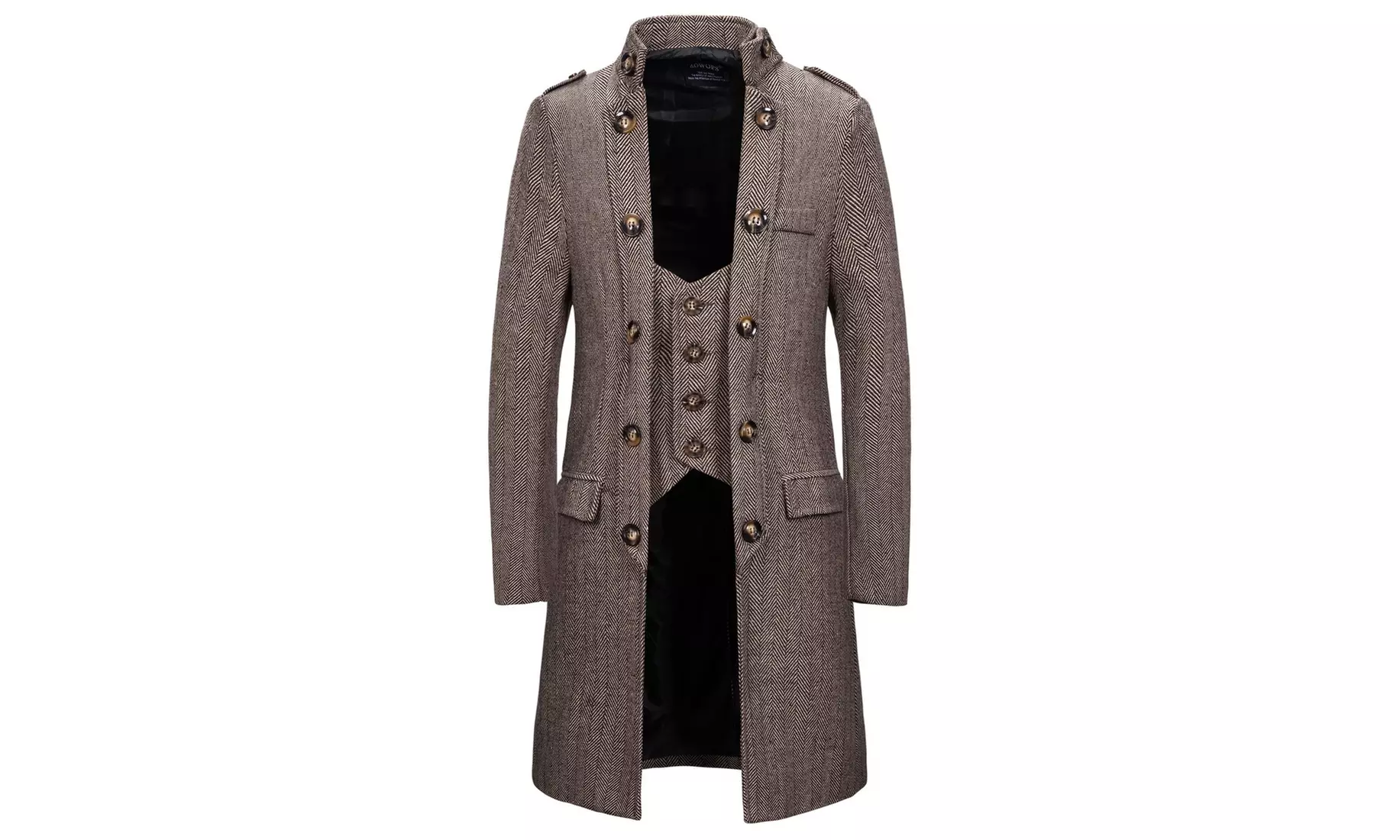 Men's French Woolen Coat Business Down Jacket Trench Topcoat - Primary Image