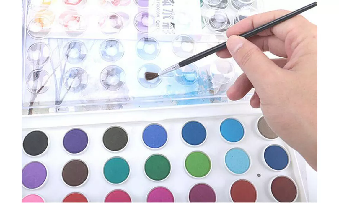 36 Color Fundamental Watercolor Pan Artist Set and/or 10 Paint Brushes