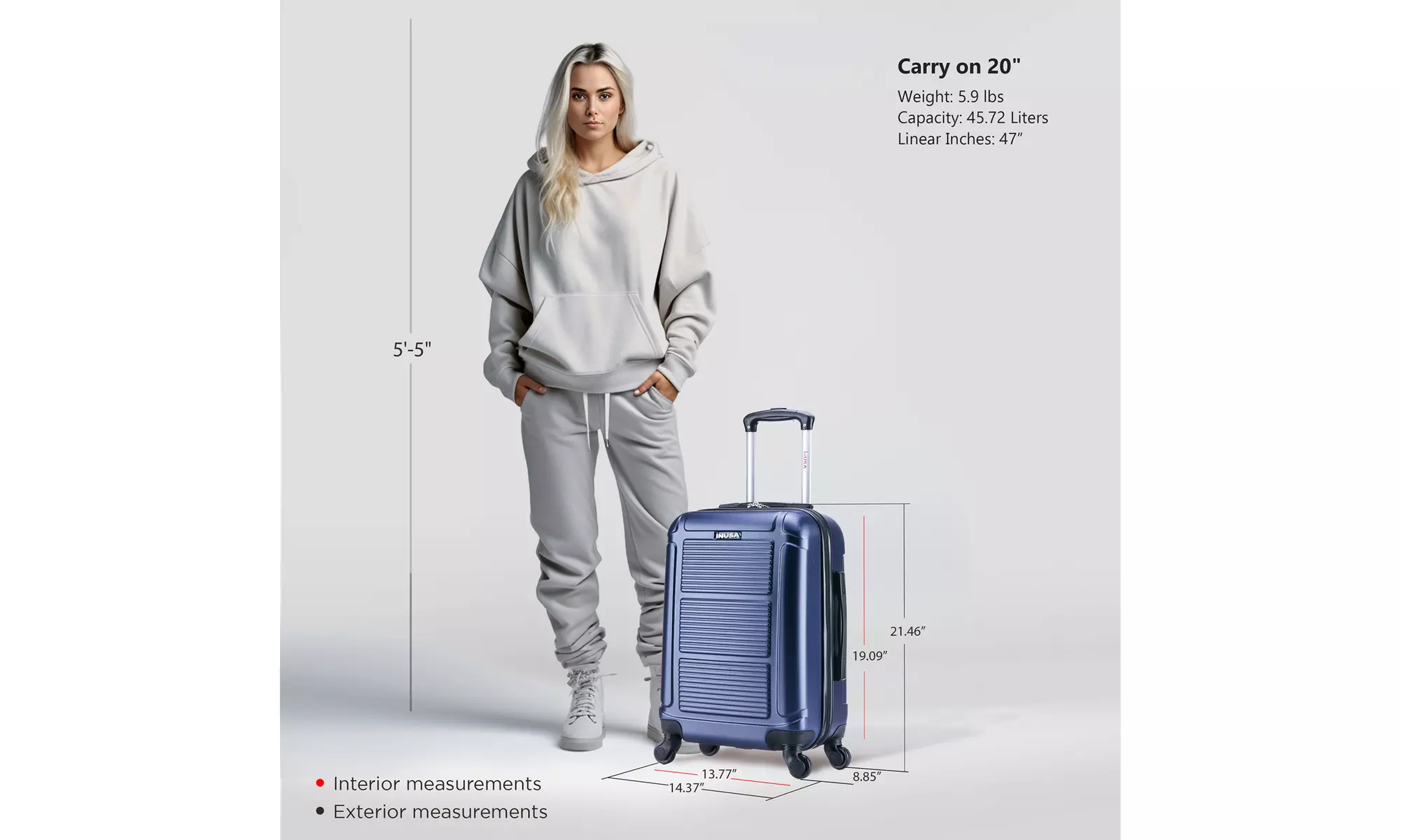 InUSA Pilot Lightweight Hardside Spinner Luggage