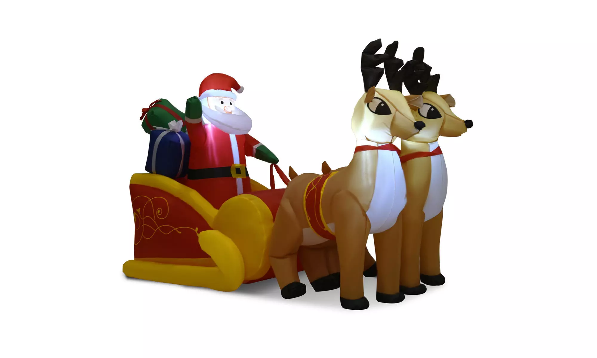 7 Ft Waterproof Inflatable Double Deer w/ Sled Christmas Decoration