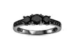 1 1/5 CT Black Diamond 3 Stone Ring 10K Black Gold - Second Medium