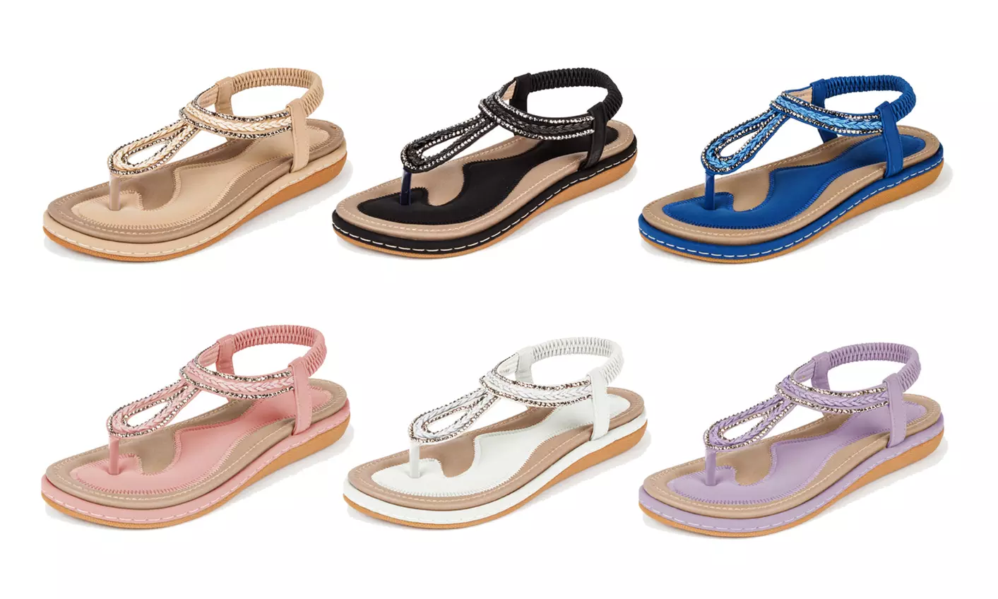 Haute editon Women's Crystal  Bohemian Beaded Comfort Sandals
