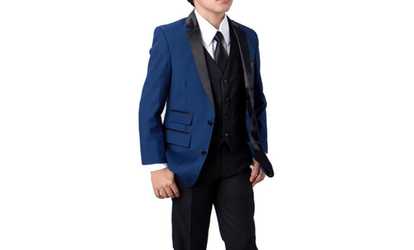 image for Boys Slim Fit Notch Lapel 4 Pieces Suit-NO Vest