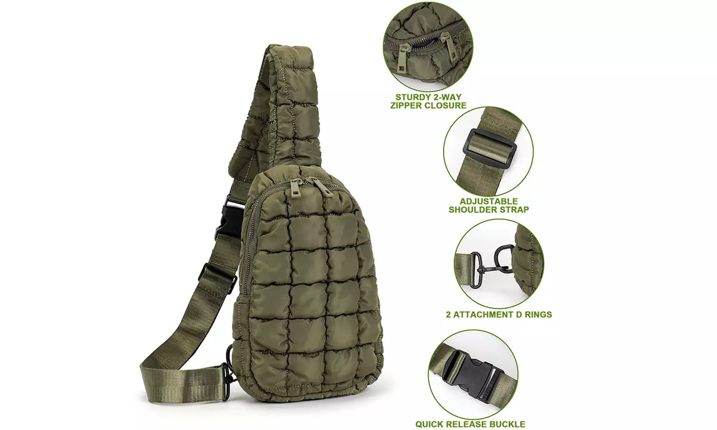 SGDL Holdings Inc Womens Puffy Sling Bag Waist and Crossbody Bag for Travel