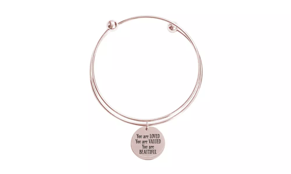 Solid Stainless Steel Double Layer Inspirational Bracelet by Pink Box - Primary Image